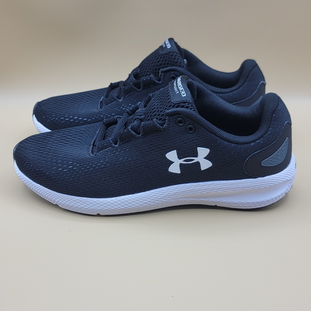 Under Armour Charged Pursuit 2 Men's Shoes Size 7.5 Black White Running Gym Fit